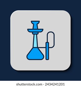Filled outline Hookah icon isolated on blue background.  Vector