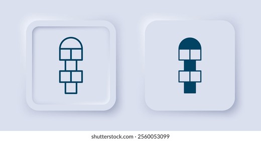 Filled and outline Hopscotch icon isolated on grey background. Children asphalt coating drawing. Square button. Vector
