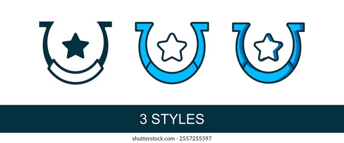 Filled outline Horseshoe icon isolated on white background.  Vector