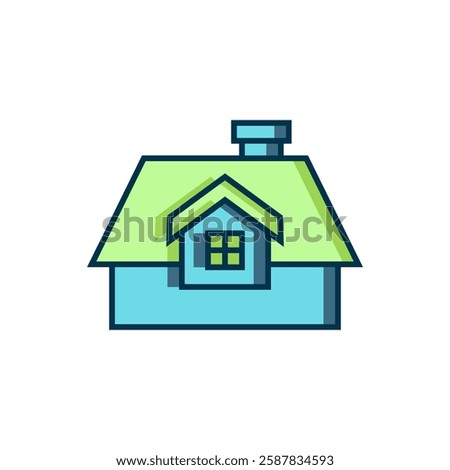 Filled outline House icon isolated on white background. Home symbol. Flat filled outline style with shadow. Vector