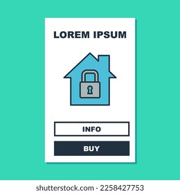 Filled outline House under protection icon isolated on turquoise background. Home and lock. Protection, safety, security, protect, defense concept.  Vector