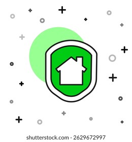 Filled outline House under protection icon isolated on white background. Home and shield. Protection, safety, security, protect, defense concept.  Vector