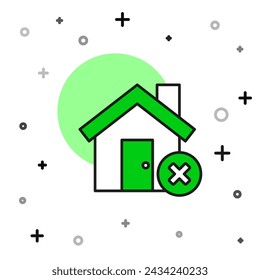 Casa con el icono de la marca equivocada aislado en el fondo blanco. Inicio y cerrar, borrar, quitar símbolo.  Vector