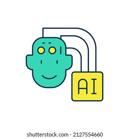 Filled outline Humanoid robot icon isolated on white background. Artificial intelligence, machine learning, cloud computing.  Vector