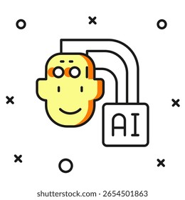 Filled outline Humanoid robot icon isolated on white background. Artificial intelligence, machine learning, cloud computing. Flat filled outline style with shadow. Vector