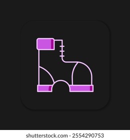 Filled outline Hunter boots icon isolated on black background. Flat filled outline style with shadow. Vector