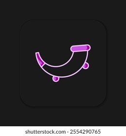 Filled outline Hunting horn icon isolated on black background. Flat filled outline style with shadow. Vector