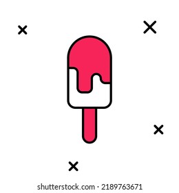 Filled outline Ice cream icon isolated on white background. Sweet symbol.  Vector