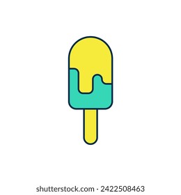 Filled outline Ice cream icon isolated on white background. Sweet symbol.  Vector