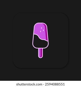 Filled outline Ice cream icon isolated on black background. Sweet symbol. Flat filled outline style with shadow. Vector