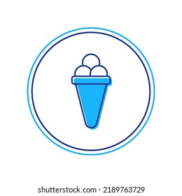 Filled outline Ice cream in waffle cone icon isolated on white background. Sweet symbol.  Vector