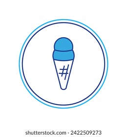 Filled outline Ice cream in waffle cone icon isolated on white background. Sweet symbol.  Vector