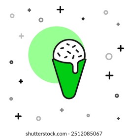 Filled outline Ice cream in waffle cone icon isolated on white background. Sweet symbol.  Vector