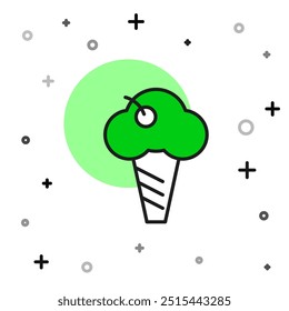 Contorno preenchido Sorvete em waffle ícone cone isolado no fundo branco. Doce símbolo.  Vetor