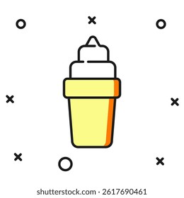 Filled outline Ice cream in waffle cone icon isolated on white background. Sweet symbol. Flat filled outline style with shadow. Vector