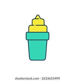 Filled outline Ice cream in waffle cone icon isolated on white background. Sweet symbol.  Vector