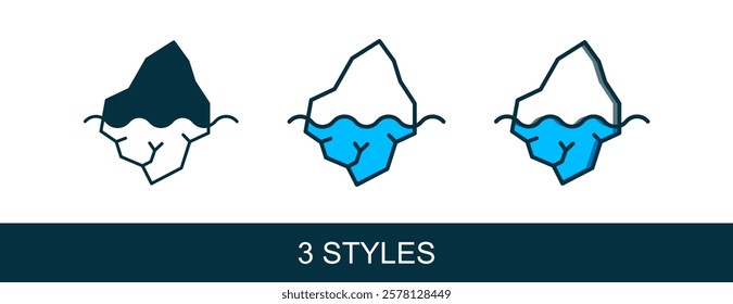 Filled outline Iceberg icon isolated on white background.  Vector