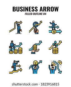 Filled outline icon set of business and arrows concept. icons set4