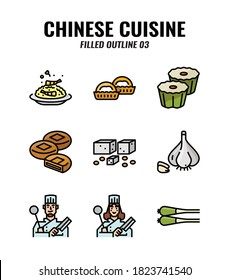 Filled outline icon set of Chinese traditional food and cuisine. icons set3