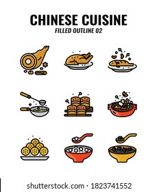Filled outline icon set of Chinese traditional food and cuisine. icons set2