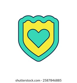 Filled outline Immune system icon isolated on white background. Medical shield.  Vector
