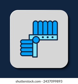 Filled outline Indian headdress with feathers icon isolated on blue background. Native american traditional headdress.  Vector