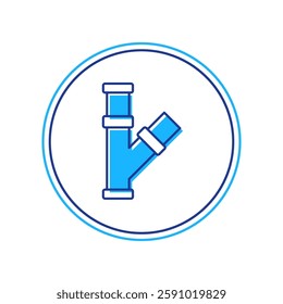 Filled outline Industry metallic pipe icon isolated on white background. Plumbing pipeline parts of different shapes.  Vector