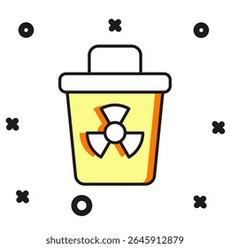 Contorno preenchido Ícone de resíduos infecciosos isolado no fundo branco. Depósito para recolha de resíduos radioativos. Dumpster ou recipiente. Substâncias bioperigosas. Estilo de contorno preenchido plano com sombra. Vetor