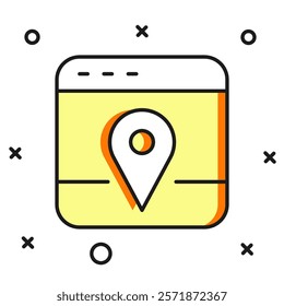 Filled outline Infographic of city map navigation icon isolated on white background. Mobile App Interface concept design. Geolacation concept. Flat filled outline style with shadow. Vector