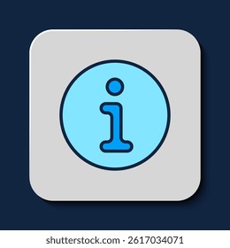 Filled outline Information icon isolated on blue background.  Vector