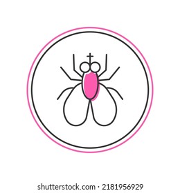 Filled outline Insect fly icon isolated on white background.  Vector