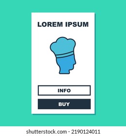 Filled outline Italian cook icon isolated on turquoise background.  Vector