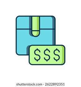 Filled outline Item price tag with dollar icon isolated on white background. Badge for price. Sale with dollar symbol. Promo tag discount. Flat filled outline style with shadow. Vector