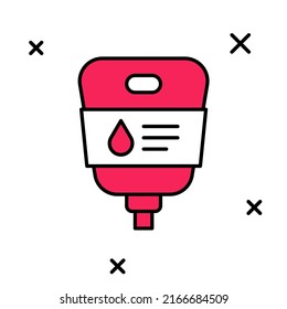 Filled outline IV bag icon isolated on white background. Blood bag. Donate blood concept. The concept of treatment and therapy, chemotherapy.  Vector