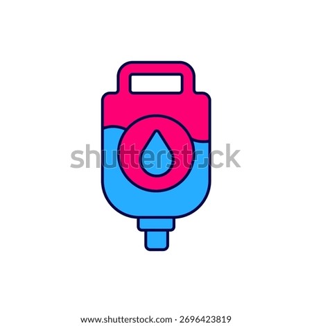 Filled outline IV bag icon isolated on white background. Blood bag. Donate blood concept. The concept of treatment and therapy, chemotherapy.  Vector