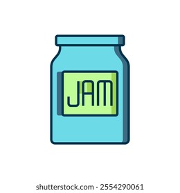 Filled outline Jam jar icon isolated on white background. Flat filled outline style with shadow. Vector