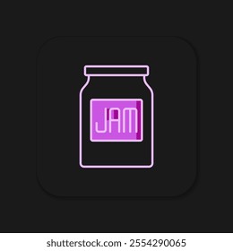 Filled outline Jam jar icon isolated on black background. Flat filled outline style with shadow. Vector