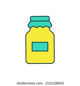 Filled outline Jar of honey icon isolated on white background. Food bank. Sweet natural food symbol.  Vector