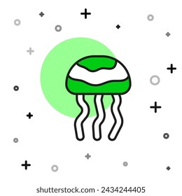 Filled outline Jellyfish icon isolated on white background.  Vector