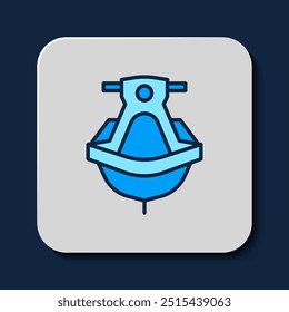 Filled outline Jet ski icon isolated on blue background. Water scooter. Extreme sport.  Vector