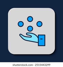Filled outline Juggling ball icon isolated on blue background.  Vector