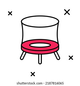 Filled outline Jumping trampoline icon isolated on white background.  Vector