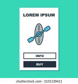 Filled outline Kayak and paddle icon isolated on turquoise background. Kayak and canoe for fishing and tourism. Outdoor activities.  Vector