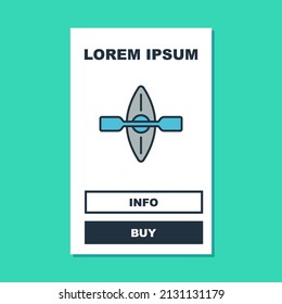 Filled outline Kayak and paddle icon isolated on turquoise background. Kayak and canoe for fishing and tourism. Outdoor activities.  Vector