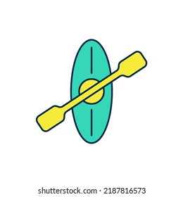 Filled outline Kayak and paddle icon isolated on white background. Kayak and canoe for fishing and tourism. Outdoor activities.  Vector
