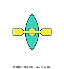 Filled outline Kayak and paddle icon isolated on white background. Kayak and canoe for fishing and tourism. Outdoor activities.  Vector
