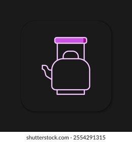 Filled outline Kettle with handle icon isolated on black background. Teapot icon. Flat filled outline style with shadow. Vector