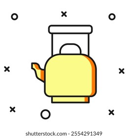 Filled outline Kettle with handle icon isolated on white background. Teapot icon. Flat filled outline style with shadow. Vector