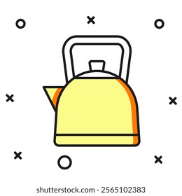 Filled outline Kettle with handle icon isolated on white background. Teapot icon. Flat filled outline style with shadow. Vector