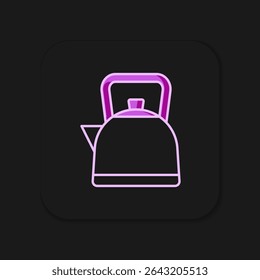 Contorno preenchido Kettle com ícone punho isolado no fundo preto. Ícone de bule. Estilo de contorno preenchido plano com sombra. Vetor